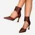 Pointed-toe high heel cutout sandals brown women's shoes stiletto heel pointed toe pumps fashionable party european and american style commuter shoes