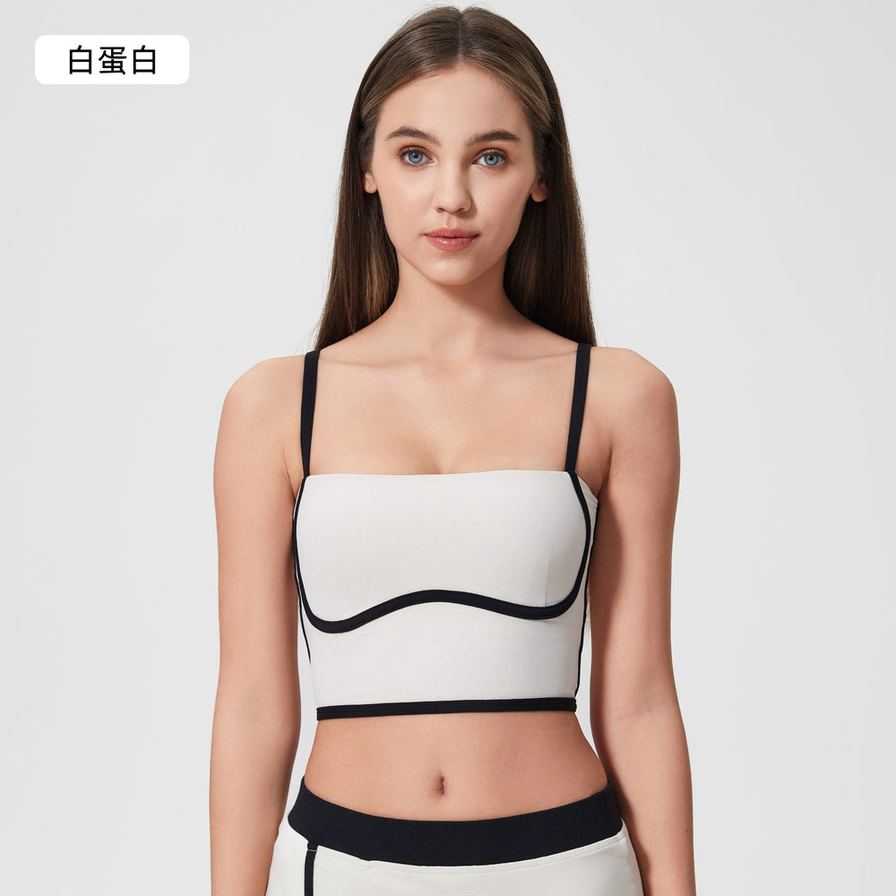 Contrast color sports tennis skirt yoga suit women's high intensity bubble wrap vest women's nude butt lift fitness nine-point pants