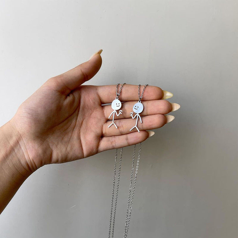 Wholesale alloy figurine pendants - european & american cross-border jewelry, niche high-end, unique couple anime layered necklaces for women