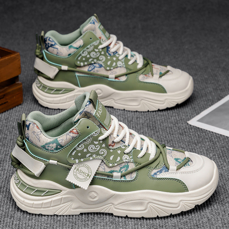 Men's shoes 2025 new spring collection: youth casual running sneakers, student platform shoes, non-slip dad shoes, trendy footwear for men