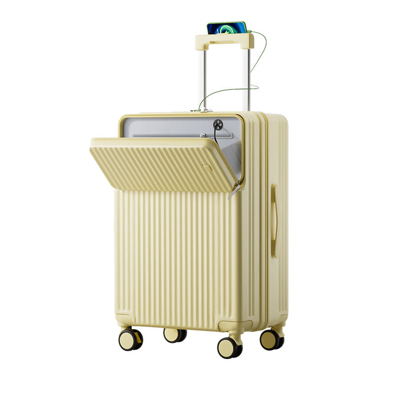 2025 new suitcase front open password box simple boarding large capacity durable high value suitcase