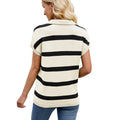 Fashion cross-border export women's clothing  independent station lapel casual stripesd sweater vest vest sweater