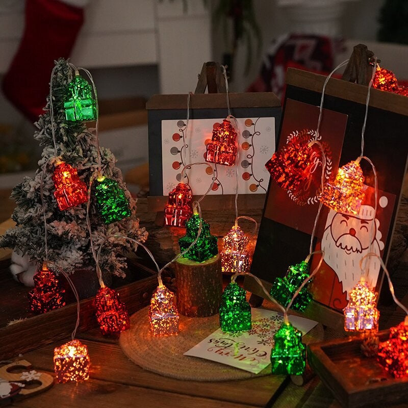Christmas electroplating Tianluo ball light string, holiday arrangement, round ball five-pointed star flashing light, indoor Christmas tree pendant light string