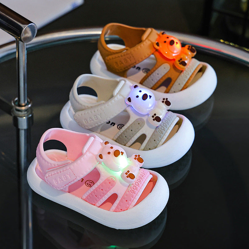 Baby boys' sandals summer light-up girls' anti-slip soft sole potty training toddler infant sandals 0-1-2-3 years