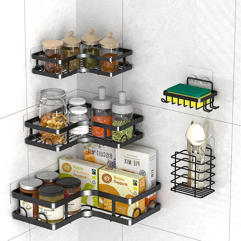 No punching toilet triangle bathroom rack superglue hand washing corner storage rack wall hanging kitchen corner rack