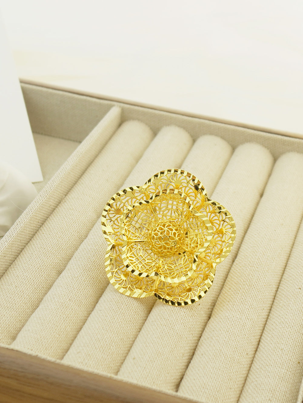 new arrivalflorals leaf design rotate flower fashion cut out ring bridal wedding birthday party gift