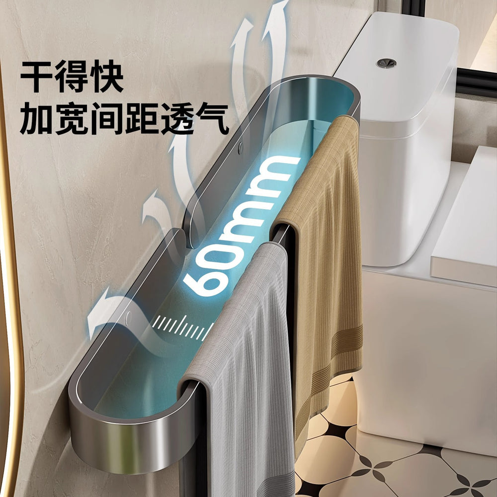 Towel rack without punching bathroom bathroom hanging rack toilet door rear wall hanging rear storage rack towel bar gun gray single pole