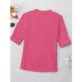 Real shot export 1688 shein  hot selling casual solid color v-neck rolled sleeve t-shirt