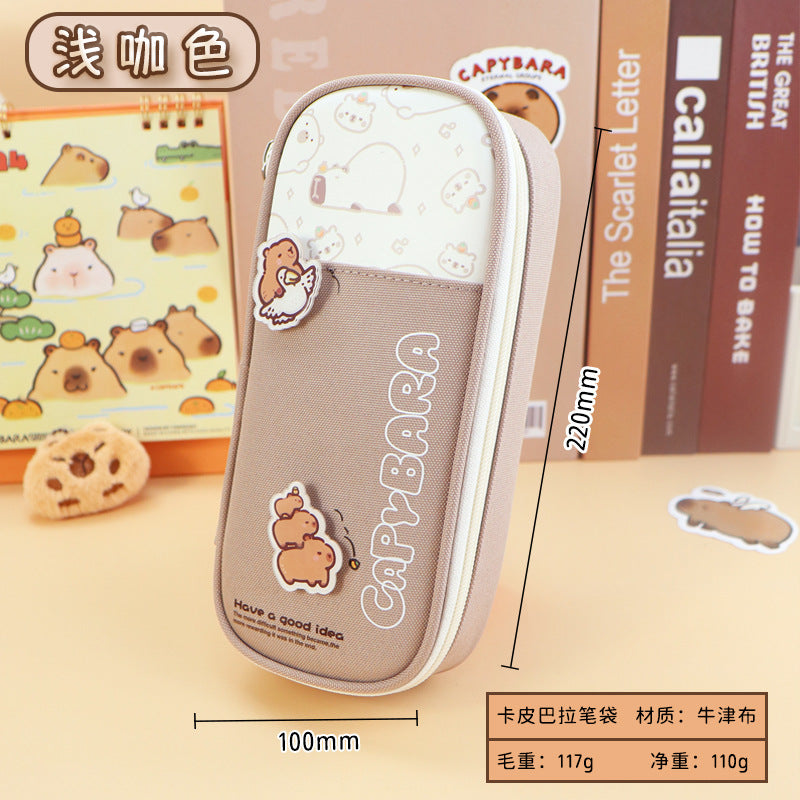 New Kapibara large-capacity pencil case high-value girl primary school stationery box junior high school girl cute pencil case