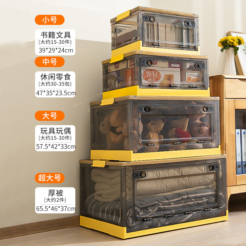 Storage Box Household Plastic Clothes Wardrobe Organizing Box Transparent Foldable Storage Box Snacks Toys Clothing Books