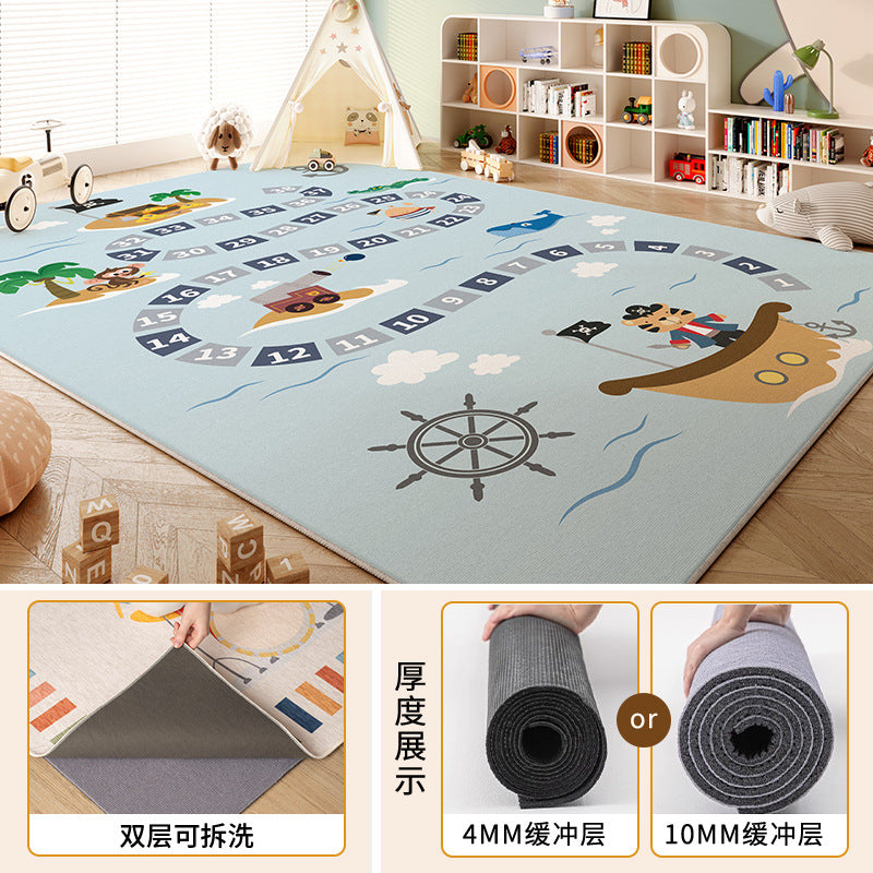 Removable and washable carpet kids room machine washable reading area double layer washable floor mat winter climbing mat bedroom bedside blanket