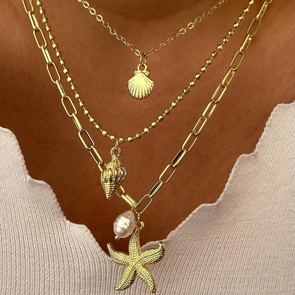 necklace wholesale niche styleclassy metal jewelry starfish pendant accessories ins style conch shell necklace