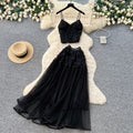 French romantic lace camisole and mesh skirt two-piece set - women's summer slimming chic fashion outfit