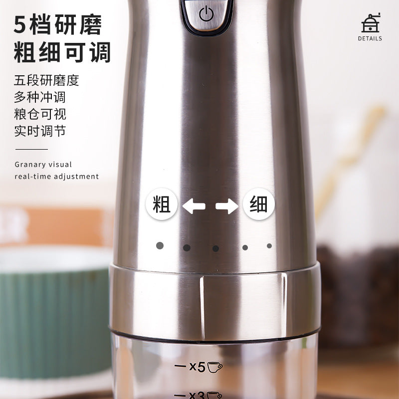 Portable electric coffee grinder - usb powered, fully automatic, compact home coffee mill