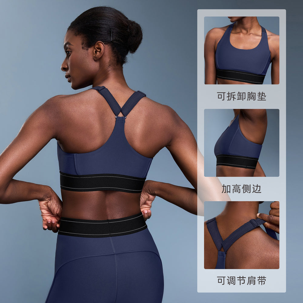 New color block adjustable strap sports bra - high impact, shockproof, push-up training bra - model dw346