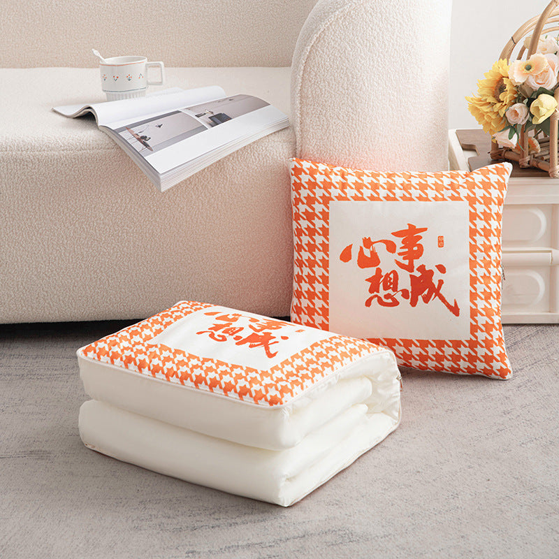 Multifunctional cotton and linen pillow quilt dual-purpose persimmon all year round office car cushion wholesale cushion pillow quilt