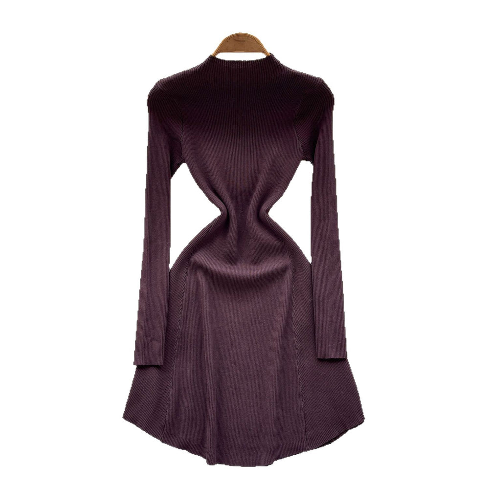 Knitted dress women's 2025 autumn french chic high-end niche inner layering waist-defining slimming elegant base layer sweater dress
