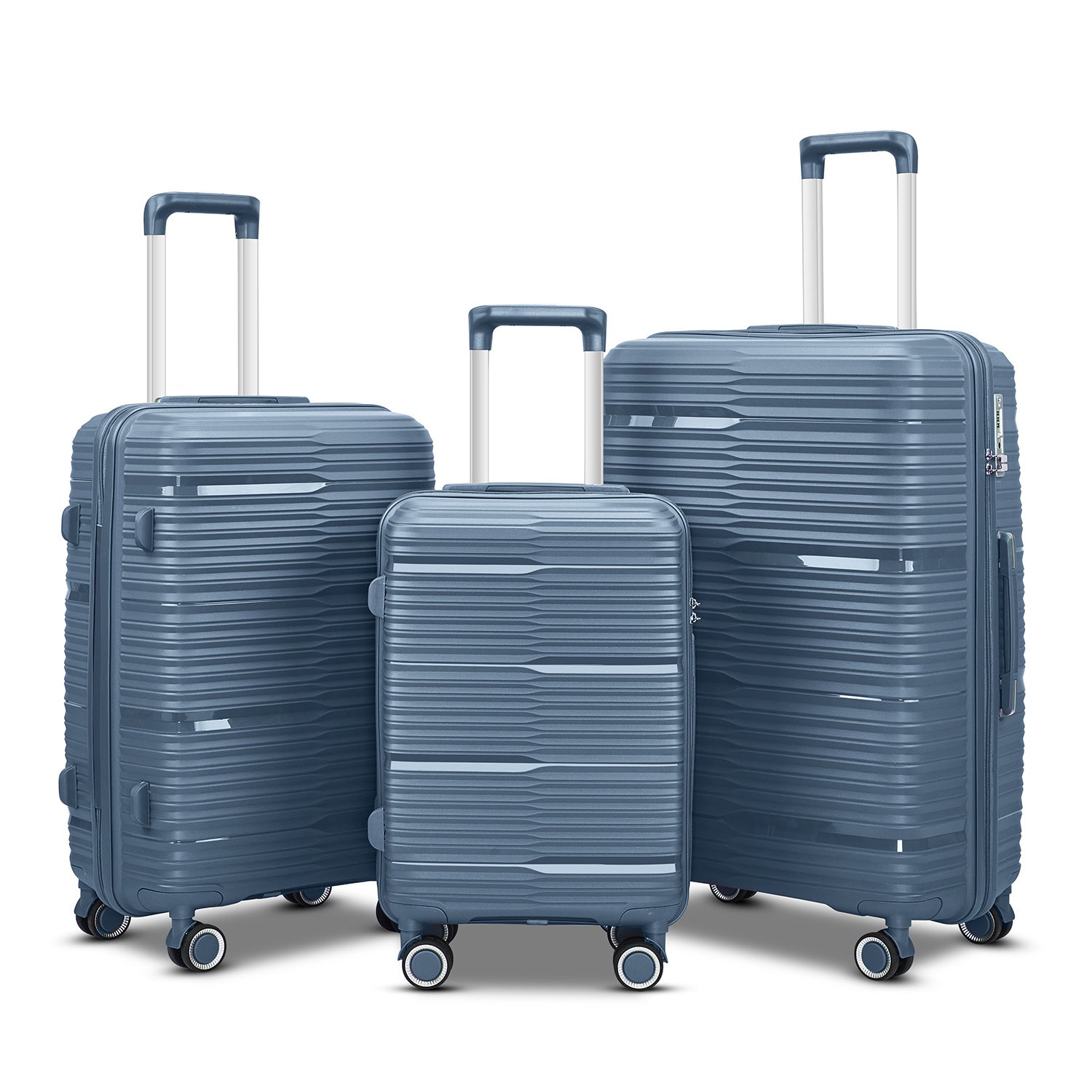 Source manufacturer Foreign trade three-piece suitcase PP material universal wheel password suitcase 20-inch boarding trolley case