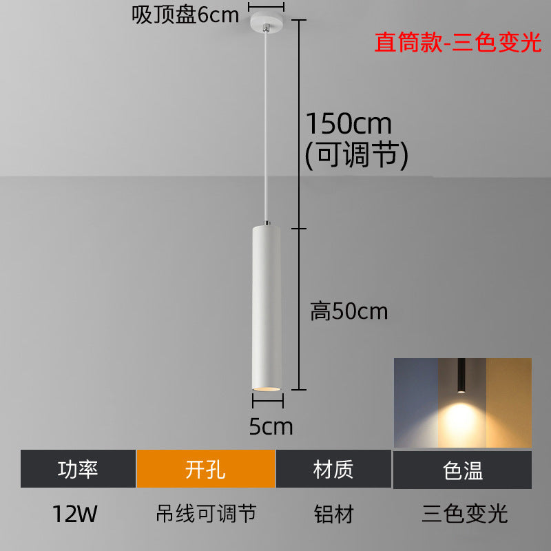 Led long tube spotlight pendant light - restaurant, bar, front desk cylindrical hanging wire lamp - 1688 source factory wholesale