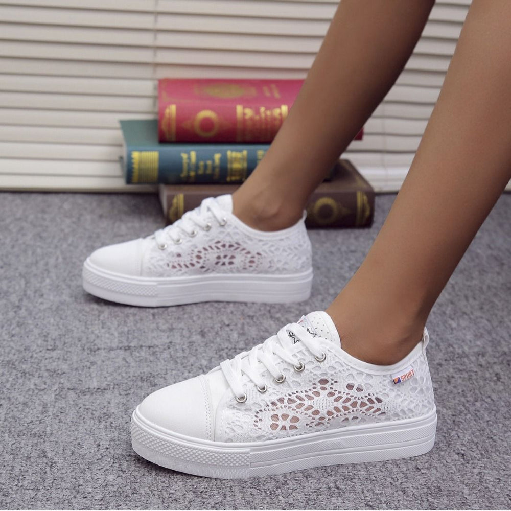 fall and winternew arrivalexportplus size round toe tie backflats mesh tie backcasualwhite shoes women's spot wholesale