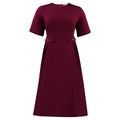 C8661 african women's clothing  summer new arrival: round neck short sleeve elegant solid color midi dress, european and american style