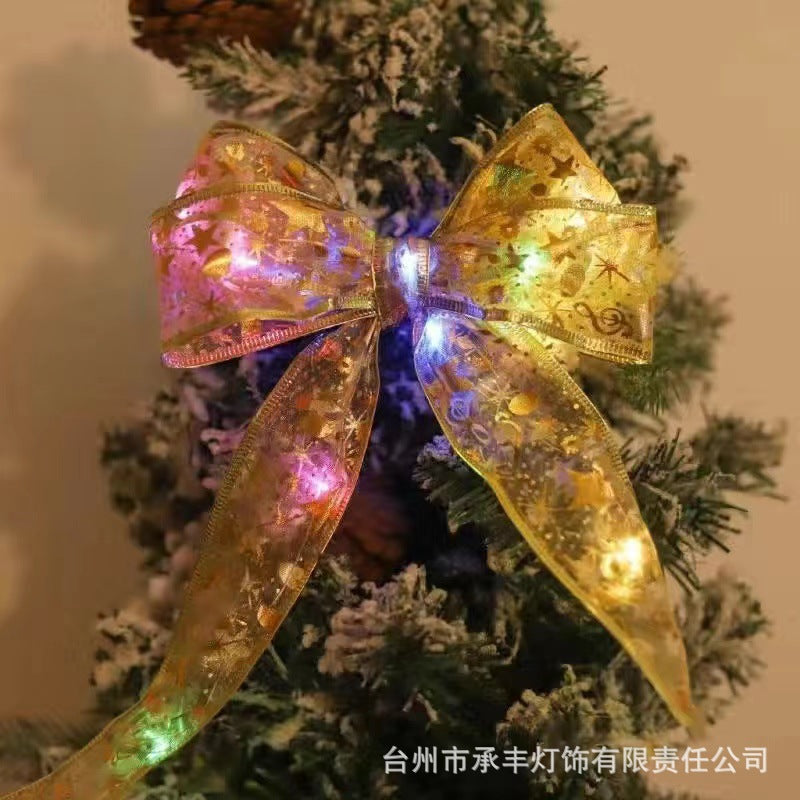 LED Christmas Ribbon Light String, Bouquet Gift Box Christmas Tree Decoration Satin Light Room Bedroom Gypsy Ambient Light