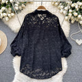 Fashionwork clothingeasiest for matchshirt women's pleated lantern long sleeves single breasted looseeasiest for matchshirt lazy chictops