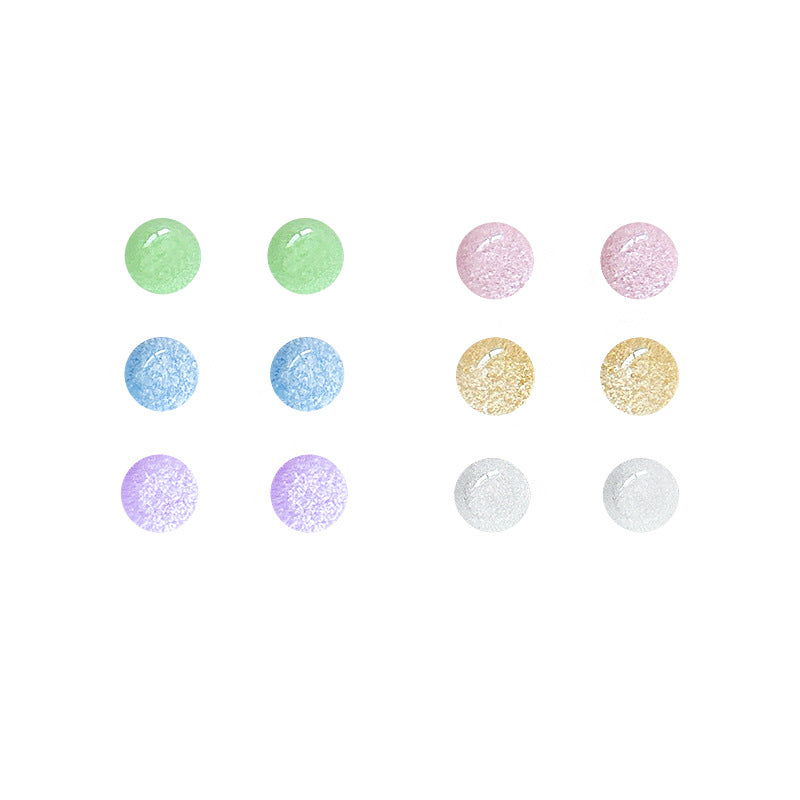 Colorful starry sky small sugar cube earrings for women, fine glitter, fresh forest style, cute, sweet, casual ball earrings, hot-selling earrings