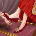 Wedding shoes bridal shoes red stilettos winter 2022 new arrival not tired feet chinese style xiuhe wedding shoes