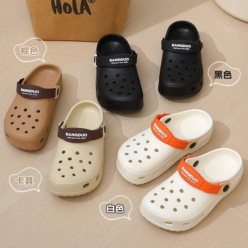 女鞋洞洞鞋女士夏季外穿大童学生防滑软底花园沙滩包头踩屎感凉鞋