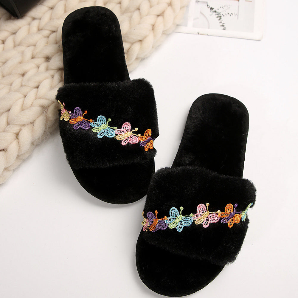 amazon plus size winter slippers plush open toe floor cotton slippers indoor home warm fuzzy slippers