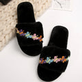 amazon plus size winter slippers plush open toe floor cotton slippers indoor home warm fuzzy slippers