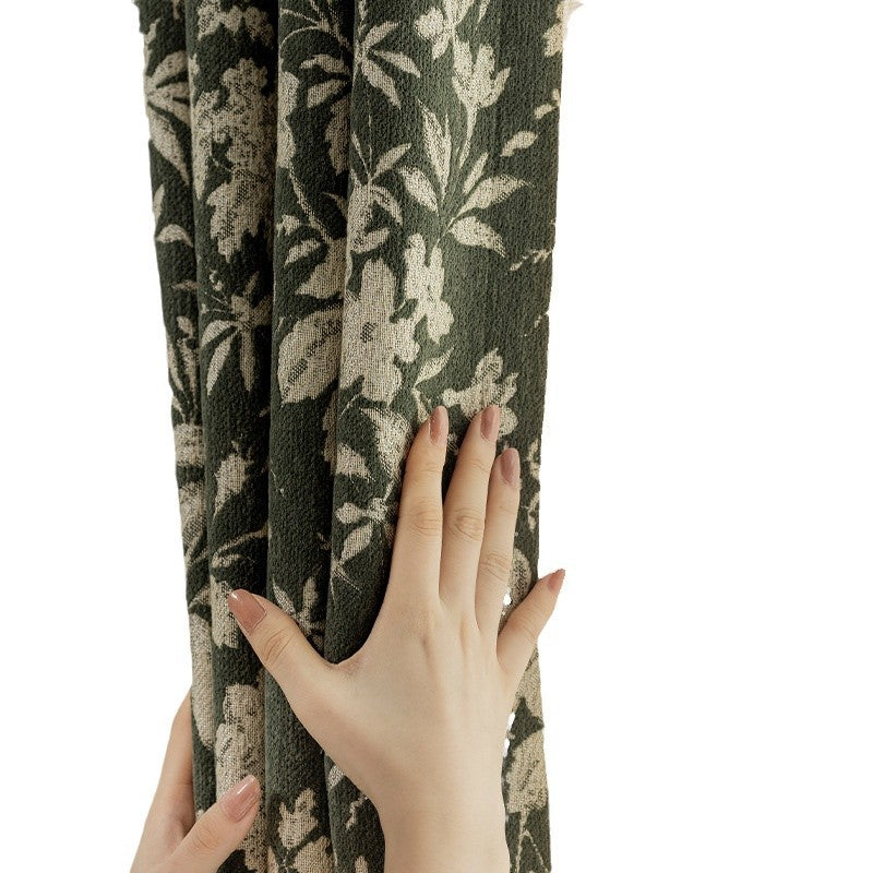 New arrival medieval style retro green chenille jacquard curtains bedroom blackout american living room shaoxing curtains wholesale