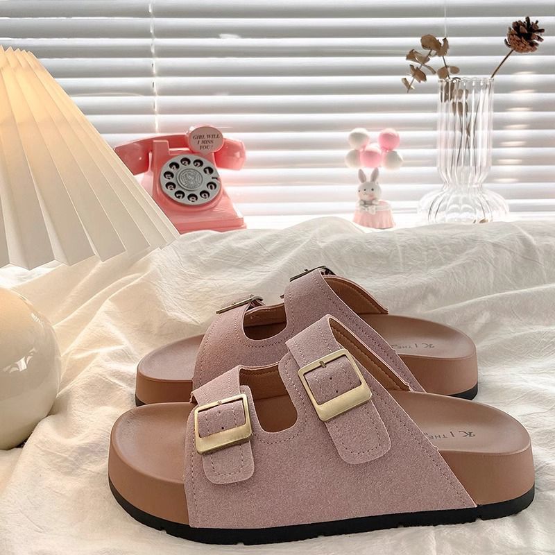 Super hot birkenstock half slippers women's summer outwear 2025 spring new arrivalfashion sandals thick sole heightened sandals