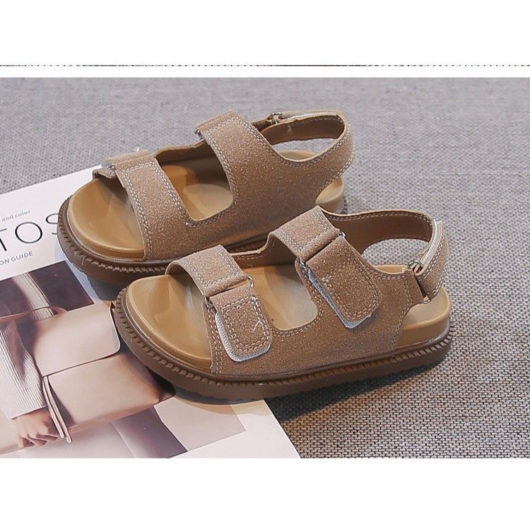 Girls' retro velcro sandals -  summer new arrivals: versatile, comfortable, and casual flat sandals for kids, perfect for beach and everyday wear