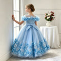 Export kids dress style princess skirt embroider flower beaded tutu skirt host piano wedding dress performance costume