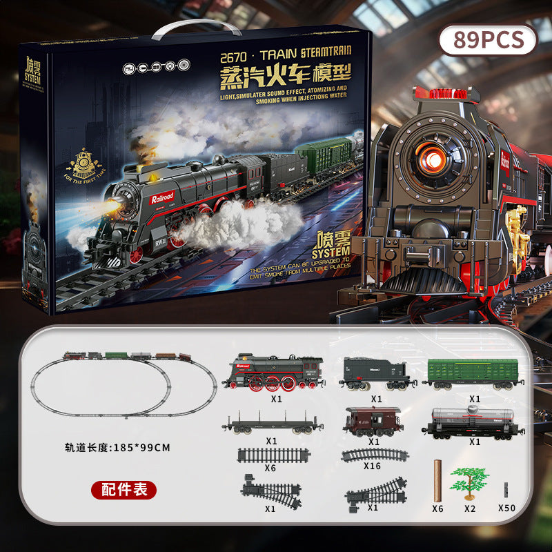 Retro steam train track suitartificial electric track train model toy cross-border nostalgic model