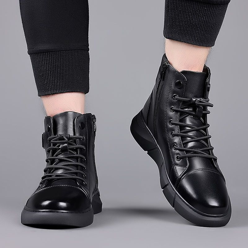 Men's martin boots: new 2025 autumn/winter collection - fleece-lined, british style, high-top casual leather shoes, non-slip men's footwear