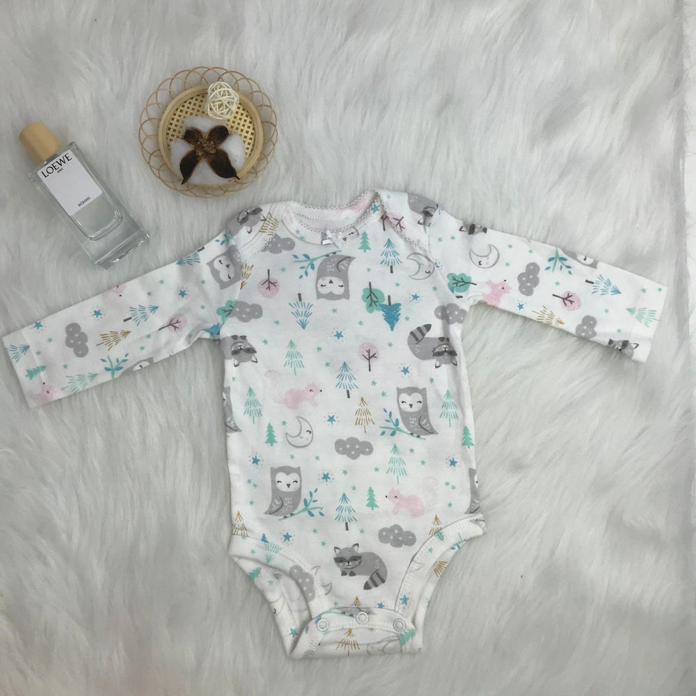 Baby girl's autumn clothes, pure cotton class a long-sleeved romper, newborn soft crawling suit, animal print bodysuit