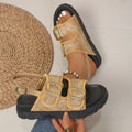 Export new arrivalplus size denim belt buckle slip-on sandals women's summer outwearslipper wholesale