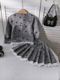 spring/summer new arrival: girls' lace ruffle collar tank top + pleated a-line skirt two-piece set (cross-border e-commerce)