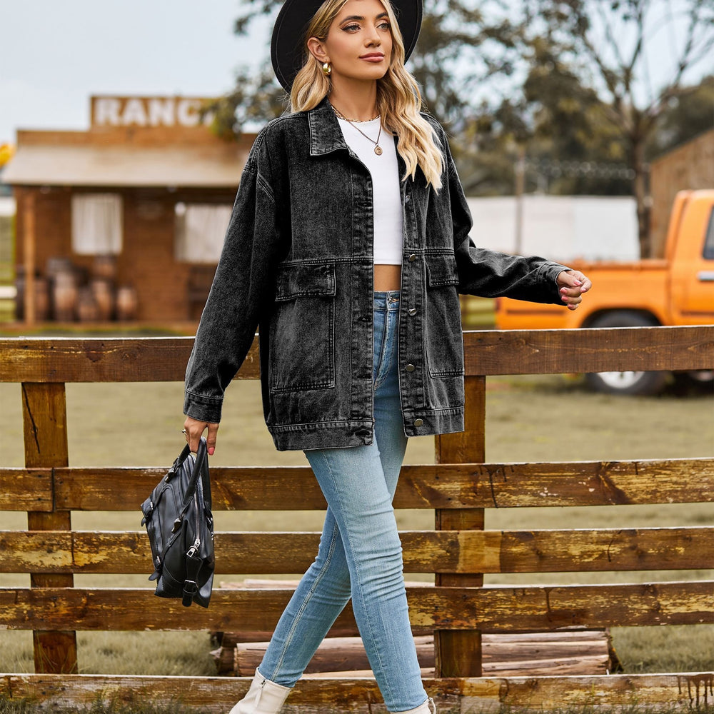 e-commerce   new versatile slimming retro classic loose denim casual jacket top for women
