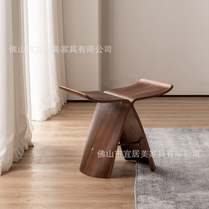 Creative entrance shoe changing stool for home small stool fitting room stackable log butterfly stool track kids small stool