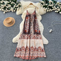 Bohemian print halter backless dress - women's summer vacation beach dress - slimming and flattering maxi dress