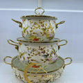 Factory direct sales cross-border hot selling thousands of charming flowers, birds and flowers enamel soup pot 20cm24cm30cm