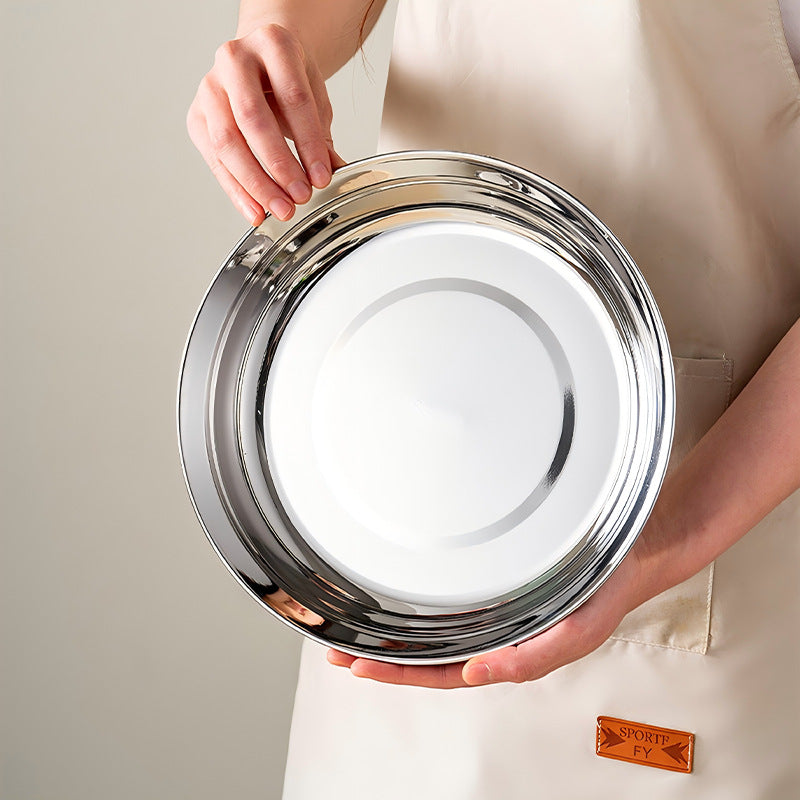 Food grade 316 stainless steel plate dish for home high-looking dinner plate round plate deep plate dish preparation plate tableware