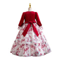 New in stock girls floral evening dress chiffon long sleeves princess dress model catwalk dressgirl dress