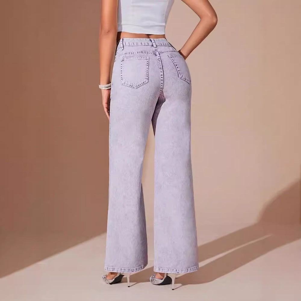 Pre-sale-65221# cross-border fashion foreign trade women's ins straight-leg loose jeans pants