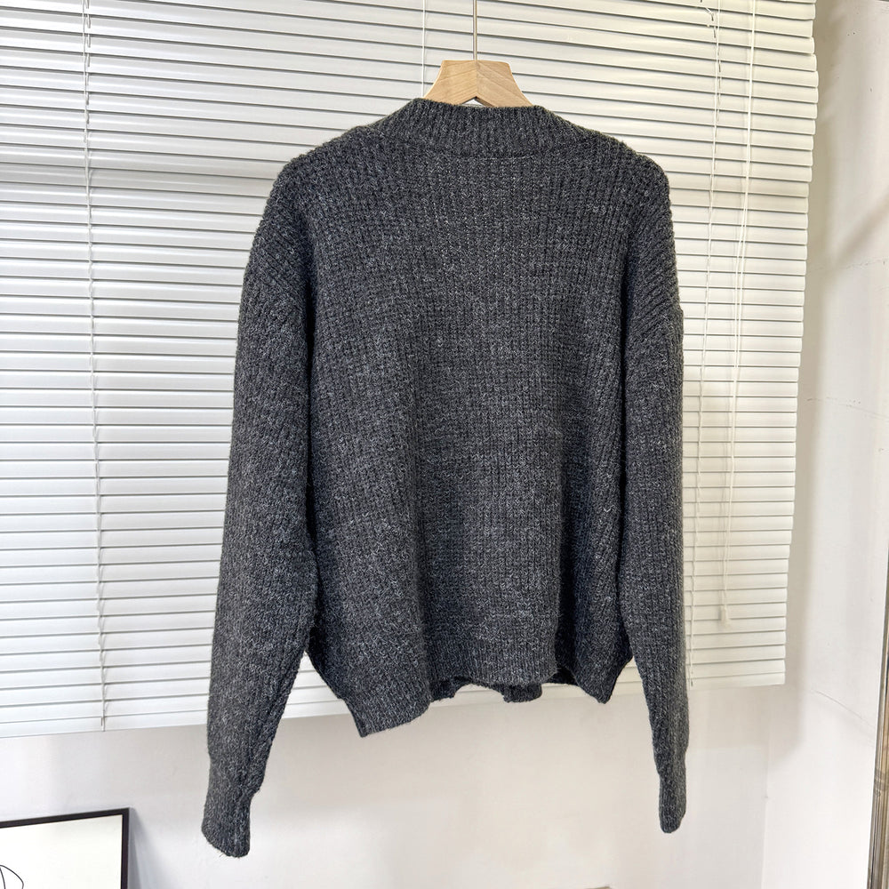 fall/winter new knit & denim patchwork cardigan - irregular design, relaxed fit, trendy women's outerwear