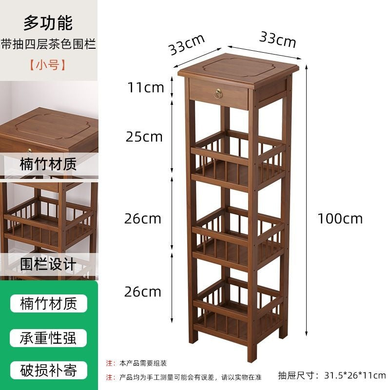 Tea table side tea cabinet living room sofa side cabinet small coffee table mahjong table corner table small square table storage rack bamboo bedroom